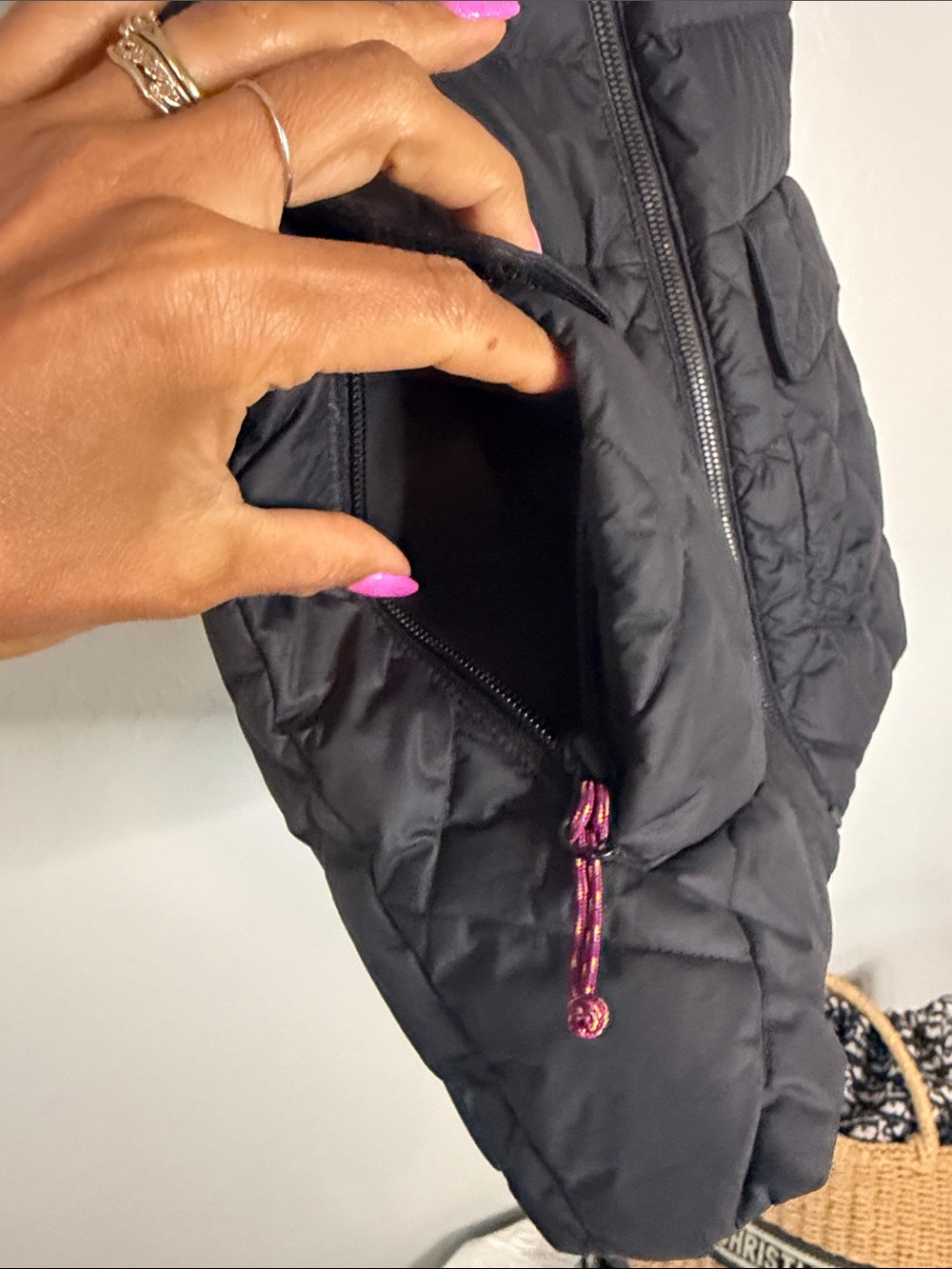 The North Face Black Quilted Hooded Puffer Vest with Faux Fur Trim - Picture 4 of 7